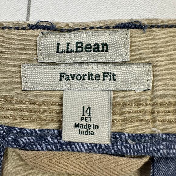 L.L.Bean Pants Womens 14 Petite Khaki Stretch Canvas Cargo Mid Rise Straight Leg - Picture 3 of 11